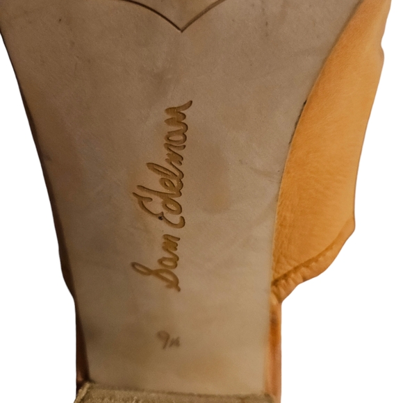 Sam Edelman | Holly | Leather Orange woven peep toe with wooden block heel - Picture 4 of 7